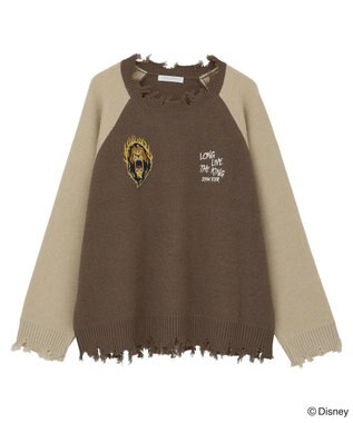 Green Parks VILLAINS/スカー/ダメージラグラン配色ニット Brown