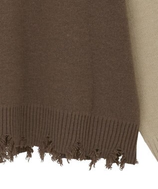 Green Parks VILLAINS/スカー/ダメージラグラン配色ニット Brown