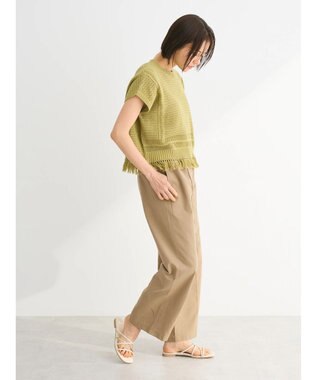 Green Parks 裾フリンジメッシュニットプルオーバー Green