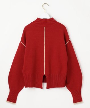 ANY SIS 【洗える・2SET】ボリューム ニット × スエードライク スカート セット レッド×ライトベージュ