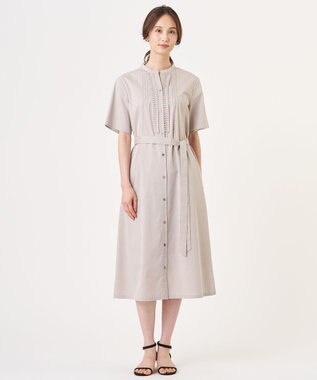 J.PRESS LADIES 【一枚で着映え】ライトタフタ タックプリーツ ワンピース グレージュ系