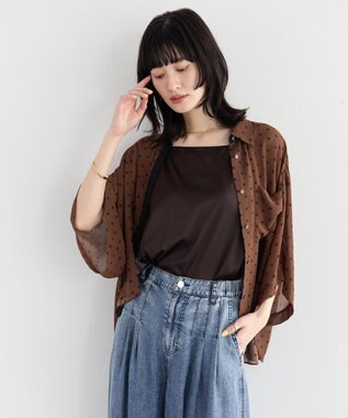 YECCA VECCA 【2点SET】キャミ付きシアードットシャツ