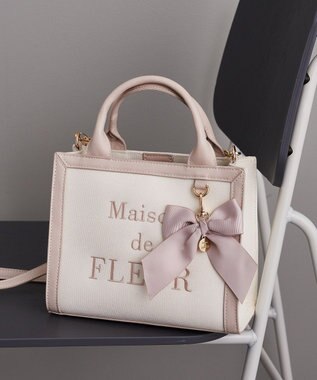 Maison de FLEUR ロゴ刺繍キャンバス2Wayトートバッグ Pink