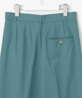 自由区 【洗える】TWラチネストレッチワイドクロップド パンツ ボトルグリーン