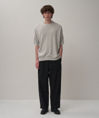 ATON COTTON WASHI KNIT | ハーフスリーブクルーネックセーター - UNISEX TOP GRAY