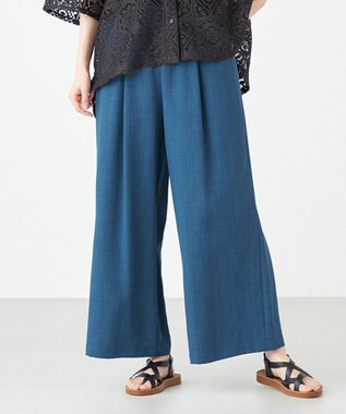 SHARE PARK LADIES ドライタッチリネンライクパンツ ダルブルー系