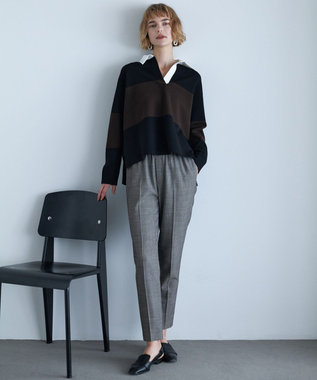 ICB 【UVカット・洗える】ウール2WAYストレッチ ドロストパンツ 無地柄系