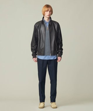 J.PRESS MEN パウダー ピケストレッチパンツ ネイビー系