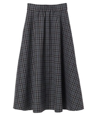 earth music&ecology チェックフレアスカート Check Gray
