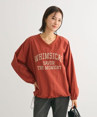 Green Parks ナイロンロゴＶネックプルオーバー Red