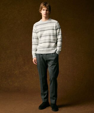 JOSEPH ABBOUD 【キングサイズ・軽量/ストレッチ/尾州産ジャージー素材】ウールミルドジャージータック パンツ グレー系1