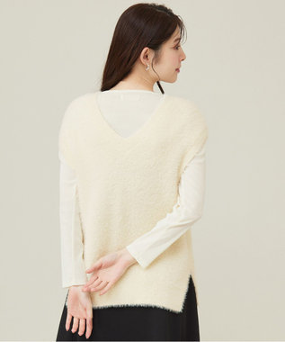 ANY SIS 【前後着用可】シャギーニット ベスト アイボリー