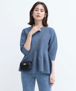 組曲 【WEB限定】スポンディッシュペプラム ニット サックスブルー系