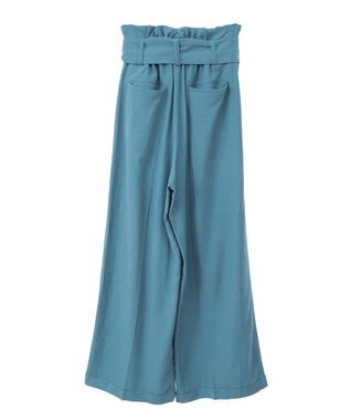 YECCA VECCA ベルテッドリネン混ワイドパンツ Blue Green