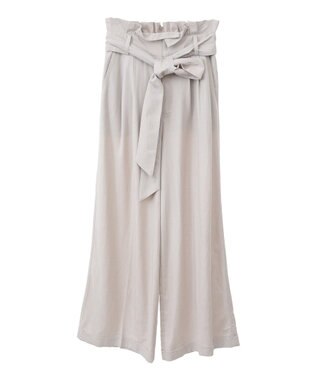 YECCA VECCA ベルテッドリネン混ワイドパンツ Light Beige