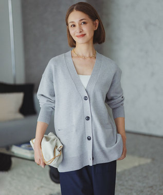 UNFILO 【野呂佳代さん着用】コットンカシミヤニット Vネックカーディガン グレー