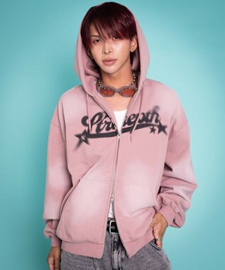 WEGO 【ユニセックス着用ITEM/MLサイズ展開】グラフィックZIPパーカー ピンク