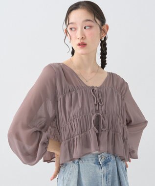 earth music&ecology ＳＥＴ２点シアーシャーリングブラウス＋インナー Mocha