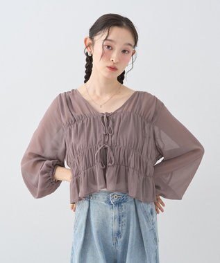 earth music&ecology ＳＥＴ２点シアーシャーリングブラウス＋インナー Mocha