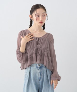 earth music&ecology ＳＥＴ２点シアーシャーリングブラウス＋インナー Mocha