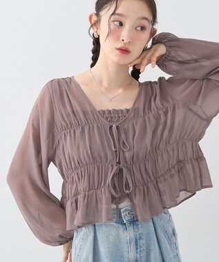 earth music&ecology ＳＥＴ２点シアーシャーリングブラウス＋インナー Mocha