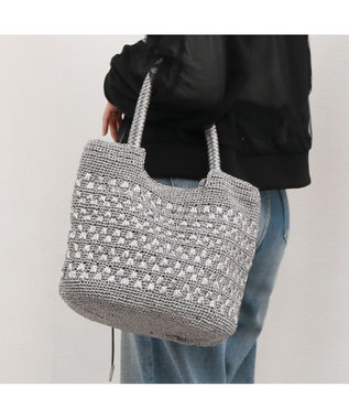UNBILLION カシュカシュ cachecache / メタリックコード柄編みトートバッグ