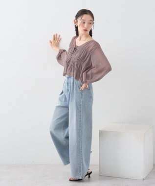 earth music&ecology ＳＥＴ２点シアーシャーリングブラウス＋インナー Mocha