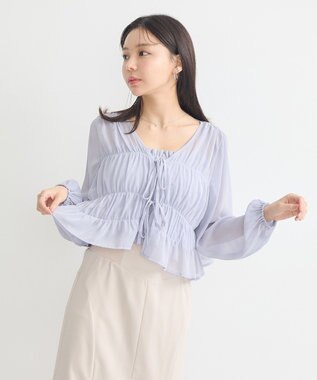 earth music&ecology ＳＥＴ２点シアーシャーリングブラウス＋インナー Blue