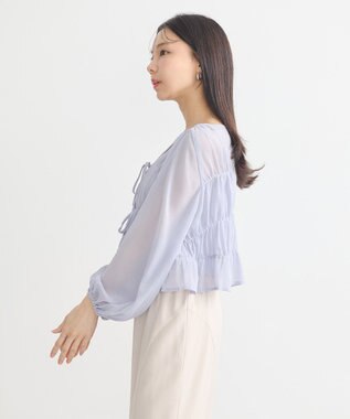 earth music&ecology ＳＥＴ２点シアーシャーリングブラウス＋インナー Blue