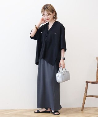 AMERICAN HOLIC 【WEB限定】ミリタリーWポケットスキッパーシャツ Black