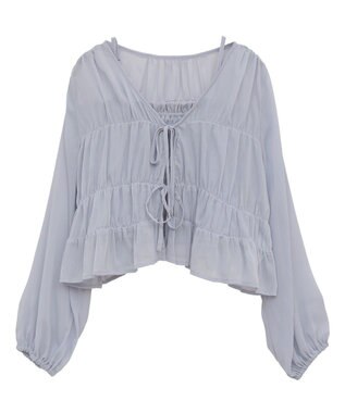 earth music&ecology ＳＥＴ２点シアーシャーリングブラウス＋インナー Blue