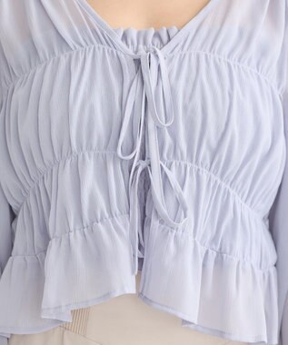 earth music&ecology ＳＥＴ２点シアーシャーリングブラウス＋インナー Blue