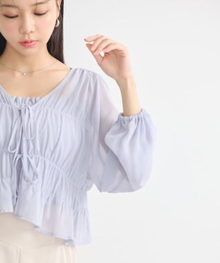 earth music&ecology ＳＥＴ２点シアーシャーリングブラウス＋インナー Blue