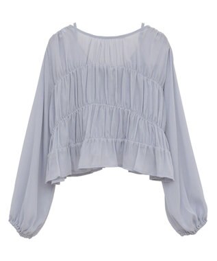 earth music&ecology ＳＥＴ２点シアーシャーリングブラウス＋インナー Blue