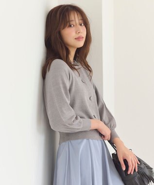 Feroux 【洗える】ラメニットカーディガン ライトグレー系