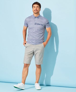23区GOLF 【MEN】【接触冷感・UVケア・吸水速乾】ギンガムチェック柄 ポロシャツ ネイビー系3