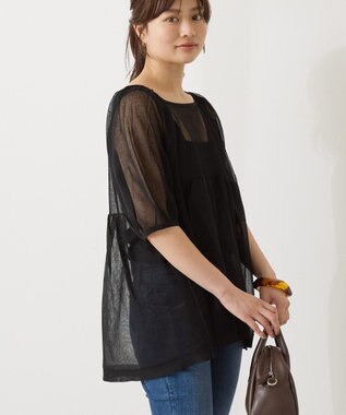 AMERICAN HOLIC シアーパフスリーブニットプルオーバー Black