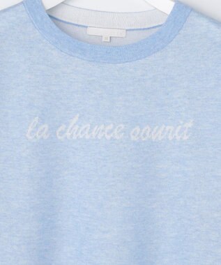 自由区 L グラフィックジャカード ニット サックス×オフ