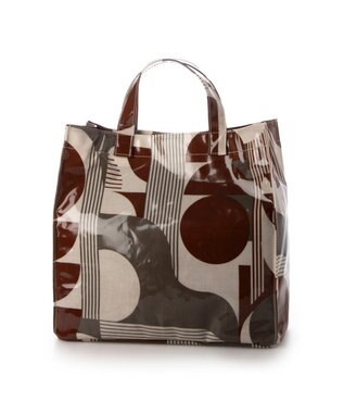 UNBILLION カシュカシュ cachecache / コーティングプリントショッパートートバッグ ブラウン