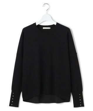 ICB 【洗える】 シルキーウールダブルフェイス ニットプルオーバー ブラック