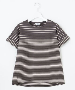 J.PRESS LADIES L パネルボーダー ドルマンスリーブ カットソー グレー系1