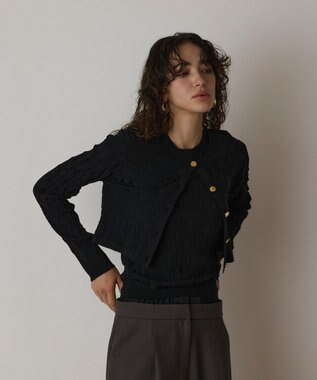 GRACE CONTINENTAL モノグラムニットカーディガン ブラック