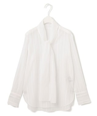 ICB L C/Siドビーストライプ ボウタイブラウス オフホワイト系