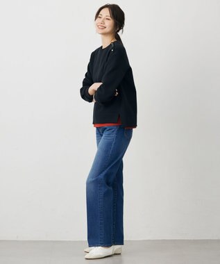 J.PRESS LADIES ダンボールジャージー プルオーバー ブラック系