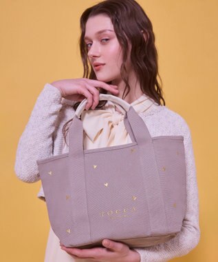 TOCCA 【大人百花コラボカラー有・WEB＆一部店舗限定】LUCKY SHOWER CANVASTOTE キャンバス トートバッグ [新色]ベージュ×ゴールドハート柄