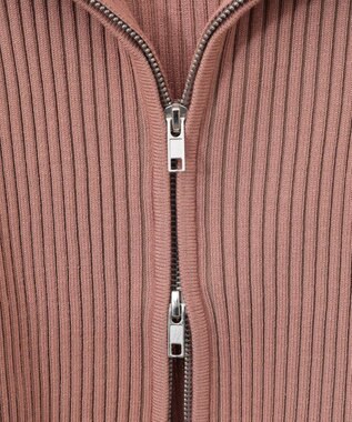 Green Parks 配色リブＺｉｐニットカーディガン Pink