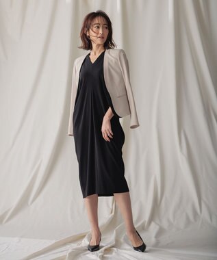 BEIGE， 【L-size】CINDY / ダブルカラージャケット Sand × Black