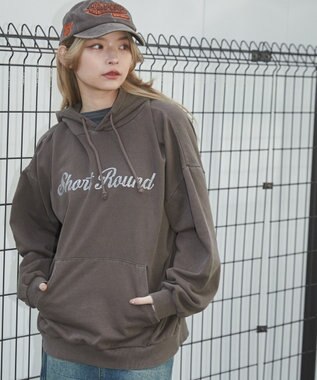 WEGO 【ユニセックス着用ITEM】ピグメントラメグラフィックプルパーカー ブラウン