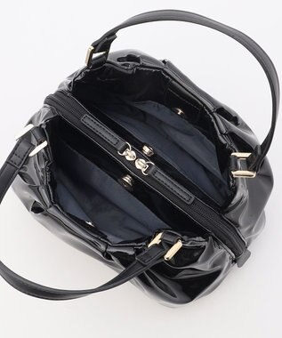 LA BAGAGERIE ソフトエナメル2WAYハンドバッグ Sサイズ ブラック