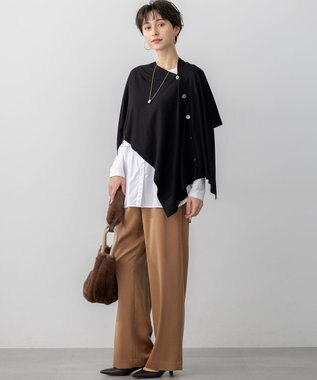 23区 L 【見上愛さん着用/Oggi10月号掲載/洗える】スエーディーサテン ワイド パンツ キャメル系